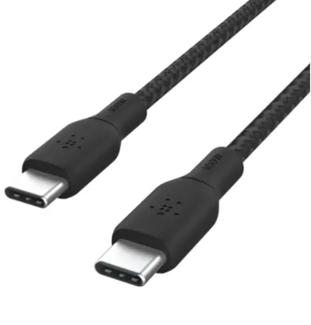 Belkin - BOOST↑CHARGE Braided USB-C 2.0, Fast Charging Cable 100W for iPhone, iPad, MacBook, Samsung, Nintendo Switch 2 & More - Black