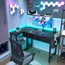 DLisiting Black Corner Desk for Small Space | Drawers, Reversible Gaming L Shaped, Storage Shelves for Boys, Corner Work Study PC Desks for Bedroom, Black, 39.4'' 