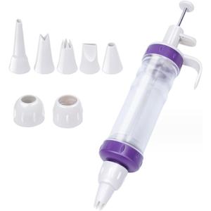 Dessert Decorating Syringe Set, Icing Dispenser Cupcake Filling Injector, 7 Icing Nozzles, Making Dessert Cream Piping Syringe Nozzles Kits for Cake Cookies Decoration