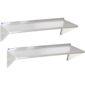 2 Pack Stainless Steel Shelf 12"x48" 320LB, Commercial Wall Mounted Metal Shelving for Home Kitchen, Restaurant (2 Piece Set)