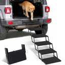 Foldable Dog Car Steps - Upgraded Non-Slip Pet Stairs for Large Dogs, Portable Metal Frame Dog Ramps for High SUV, Truck and Cars, Lightweight Pet Ladder with High Load-Bearing Capacity，Up to 350Lbs