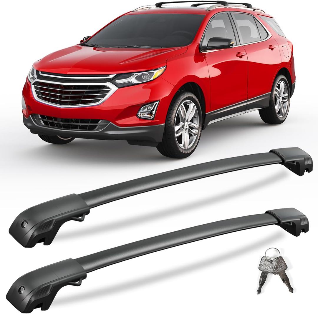 KINGGERI 300lbs Lockable Roof Rack Cross Bars Compatible with 2018-2024 Chevy Chevrolet Equinox & GMC Terrain.Heavy Duty Aluminum Roof Rails Crossbars Luggage Kayak Canoe Snowboard SUV Accessories