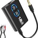 1Mii Bluetooth 5.3 Transmitter Receiver for TV to Wireless Headphones, Dual Link AptX Adaptive/Low Latency/HD Audio, Aux Adapter for Home Stereo, Airplane, Boat, Gym (Black)