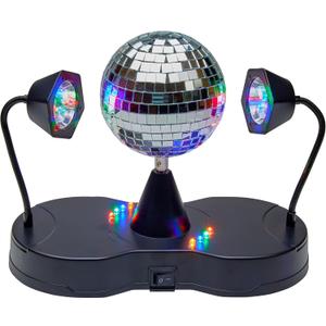 Playbees Rotating Disco Ball - LED Revolving Disco Ball with Movable Strobe Lights for Disco Party Decor, Mirror Lights Party, Mini Lava Lamp Alternative, 30 Second Dance Party