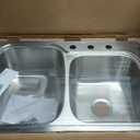 KOHLER Verse 33" Top-/Undermount Double-Bowl Kitchen Sink, Stainless Steel, 3 Faucet Holes, Durable and Versatile Design, K-75791-3-NA