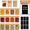 ComSaf Spice Jars with Label 4oz 16 Pack, Glass Spice Jars with Bamboo Lid, Small Seasoning Containers with 54 Black Labels, Stackable for Kitchen, Pantry Organization, Loose Tea, Herbs, Powders, Salt