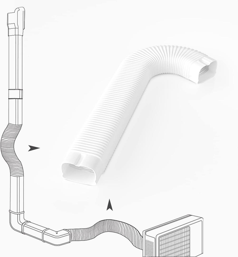 3" Width x 1.6 Ft Flexible Duct, PE Material, Mini Split Line Set Cover Part, Air Conditioner Accessories for Mini Split Air Conditioners and Central AC, White