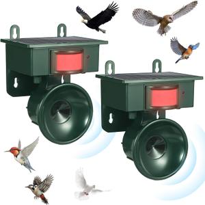 2026 Solar Ultrasonic Bird Repellent Devices IP65 Bird Repeller Outdoor Motion Activated Bird Deterrents for Outside Pigeon Repellent Woodpecker Goose Deterrent for Rooftops Porch Patio Balconies(2)