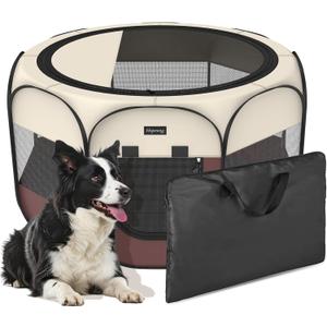 Portable Pet Puppy Dog Cat Playpen, 8-Panel Indoor/Outdoor Puppy Pen with Shade Cover & Travel Bag - Waterproof Dog Cat Tent