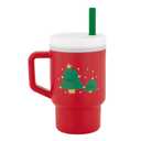 Infantino My 1st Tumbler Christmas Edition, Silicone Sippy Cup with Straw & Handle, Spill-Resistant Baby Cup for On-The-Go, BPA-Free Transition Cup, Christmas Tree (9 Ounces, Red)