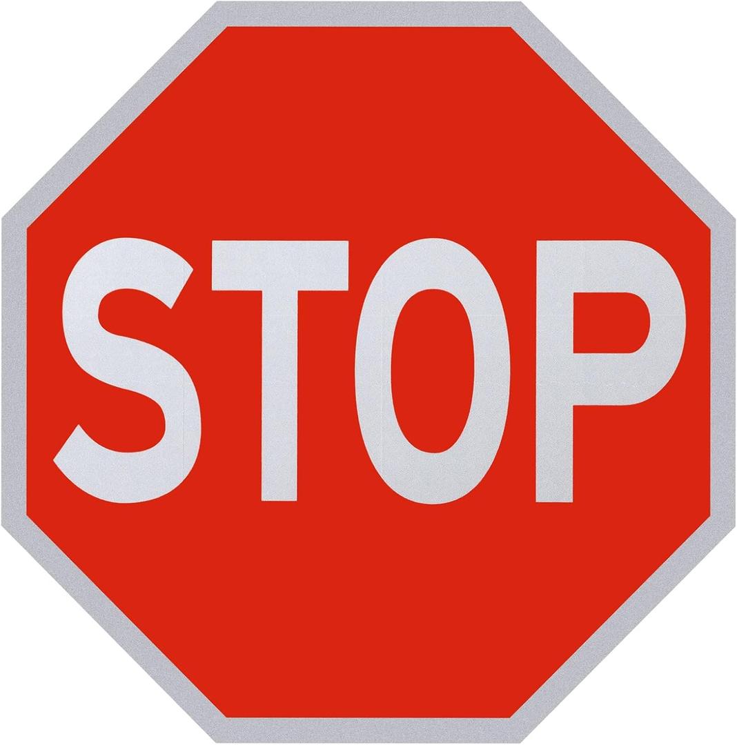 Tellegloww 1 Pack Large Stop Sign 30 x 30 Inch Street Road Sign High Intensity Rust Free Aluminum Street Slow Warning Reflective Waterproof Traffic Safety Stop with 2 Pre-drilled Holes for Driveway
