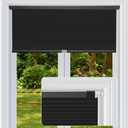 Cordless Cellular Shades, No Drill No Tools Honeycomb Window Blinds, Blackout Light Blocking Cellular Shades for Window, Thermal Insulation Blinds, Easy to Install, Black 30" W x 48" H