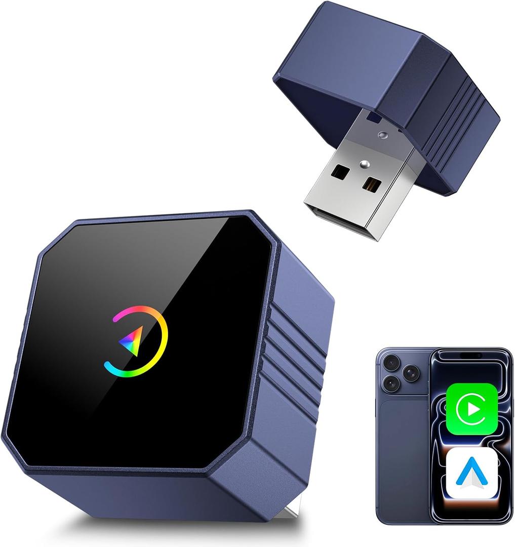 2026 Wireless CarPlay Adapter for iPhone & Android Auto, Mini Car Play Converts Wired CarPlay to Wireless, Plug & Play Auto-Connect, Stable Connection for iOS 10+ & Android 11+Marine Amplifiers (Blue)