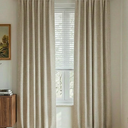 NICETOWN 100% Blackout Beige Linen Curtains 90" Length with Thermal Insulated Liners for Bedroom, Farmhouse Style Room Cooling Window Treatments for Apartment/Condo Dining Room (2 Panels, 52" W)