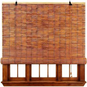 Bamboo Roller Shades for Outdoor Patio, Blackout Roll Up Blinds Cordless Bamboo Blinds for Indoor Windows Waterproof Roman Reed Shades Porch Balcony Outside Privacy Sun Shade(44" W x 72" H)