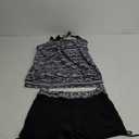 Yonique Womens Blouson Tankini Swimsuits Two Piece Strappy Bathing Suit Tops with Shorts Criss Cross Swimwear (Medium, Black&white Tribal)