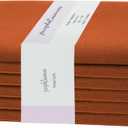 PurpleEssences Rust Set of 6 Cloth Dinner Napkins 100% Cotton 18x18 Inch - Soft Durable Washable - Ideal for Farmhouse Party Fall Thanksgiving - Perfect Everyday Use Table Linen - Rust