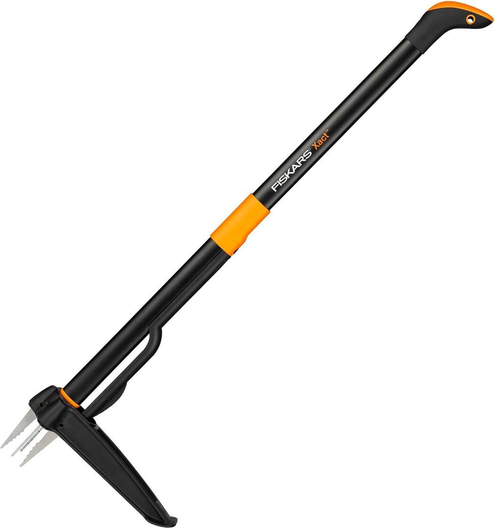 Fiskars Xact Weed Puller, Length: 1 m, Stainless Steel Handle/Plastic Handle, Black/Orange, 1020126