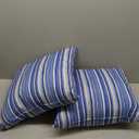 Greendale Home Fashions Outdoor 17-inch Square Decorative Throw Pillow, 2-Pack, Steel Blue Stripe 2 Count