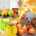 4 Pack Pumpkin Shaped Scented Candles Fall Pumpkin Spice Candles Decor Natural Soy Wax Candle for Home Autumn Halloween Thanksgiving Gift Farmhouse Decoration (White Green Yellow Orange)