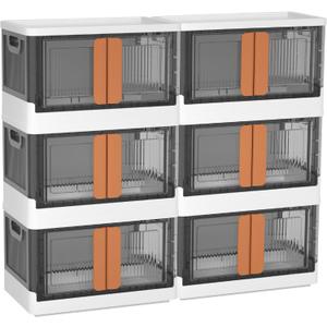 Wondersome Collapsible Storage Bins - 6-Pack of Large 8.5-Gallon/33.8-Quart Stackable Wheeled Clothing, Shoe, Bedroom, Office Organizer - Foldable Containers and Assembles in Second - US-Based Brand