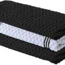 Infinitee Xclusives Premium Kitchen Towels Pack of 3, 100% Cotton |15 x 25| Inches Absorbent Dish Towels - Terry Kitchen Dishcloth Towels - Black Dish Cloth for Household Cleaning