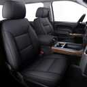 Coverado Chevy Silverado Seat Covers Full Set, Faux Leather Car Seat Covers Fit for 2014-2018 1500, 2015-2019 2500HD 3500HD Chevy Silverado GMC Sierra Crew Double Extended Cab (Black)
