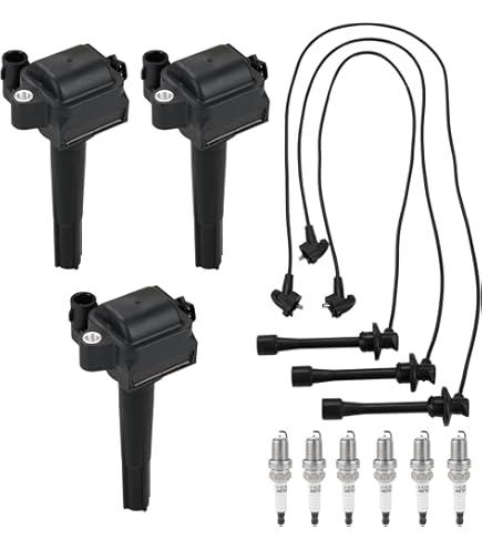 JDMON 3 Ignition Coils with 3 Wire and 6 Iridium Spark Plugs Compatible with Toyota Camry 19962001, Sienna 19982000, Avalon 19961999, Lexus ES300 19962001 3.0L Replace UF155 UF155 9091902215C