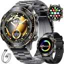 Military Smart Watch for Men(Answer/Calls),1.43''AMOLED Screen,500mAh 5ATM Waterproof,170 Sports Modes, Fitness Tracker Watch with Heart Rate/SpO2/Blood Pressure for Android/iOS,Smartwatch Black