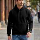 JMIERR Mens Casual Cotton Hooded Collar Drawstring Hoodies Pullover Sweatshirts Casual Long Sleeve Shirts (Black, XL)