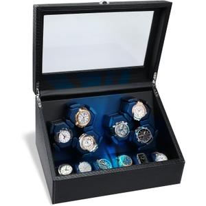 Watch Winder for Automatic Watches, Automatic Watches with Watches Storages, Automatic Watch Winder with Blue Backlight and Foam Pad, 4 Rotation Modes Rotating Watch Box