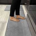 Kitchen Rugs Sets of 2 PCS  Kitchen Mats for Floor 20x30/20x48 Inch Non Slip Washable Rug Set, Non Slip Floor Mats Made of 100% Polyester Soft and Anti-Slip Standing Kitchen Runner Rug, Grey