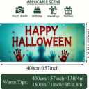 HOMETITUTE Large Halloween Garage Door Cover 13x6ft Scary Bloody Handprint Banner Creepy Shadow Poster for Outside Decorations Horror Theme Spooky Backdrop for Party Outdoor Home Yard Halloween Decor Home Party