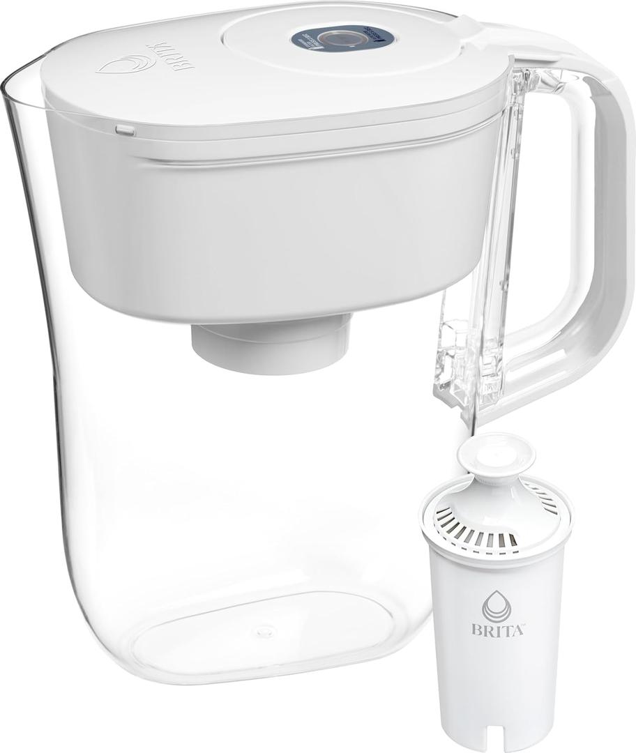 Brita Small 6 Cup Denali Water Filter Pitcher with 1 Brita Standard Filter, Made Without BPA, Bright White