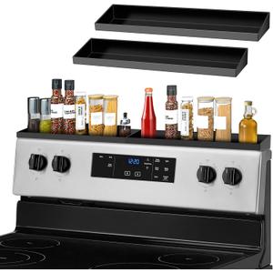 30" Magnetic Stove Top Shelf Spice Rack,2 Pack 15" kitchen Seasoning Organizers Storage Gadgets Spice Rack Over The Stove Shelf Metal (Black-2 Pack 15")