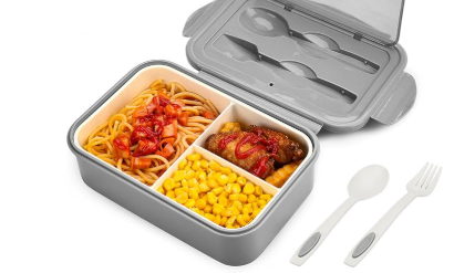 BIBURY Lunch Box, Leakproof Bento Box for Kids Adults, Food Container with 3 Compartments and Cutlery Set, BPA Free, Microwave and Dishwasher Safe Meal Prep Containers - Grey (2022-lb-01)
Gray 5x7"
