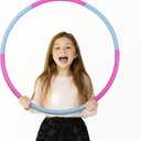 Beakabao Exercise Hoops Set for Kids(6 Parts), Weight and Size Adjustable Detachable Fitness Toys, Suitable for Gymnastics, Dance, Party, Games and Pet Training, 29 Inches (Blue+Pink)