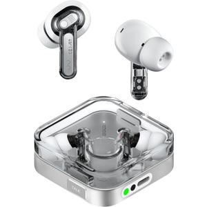 Nothing Ear (3) Wireless Earbuds Super Mic 45dB Hybrid Active Noise Cancelling Bluetooth Headphones Hi-Res 6 Mics, 12mm Dynamic Bass Boost, Dual Connect ANC Sport Ear Buds for iPhone Android, White (Small)