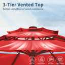 9FT 3 Tiers Patio Umbrella With Auto Tilt And Crank, Outdoor Table Market Umbrella with 8 Sturdy Ribs for Garden, Lawn, Deck, Backyard and Pool