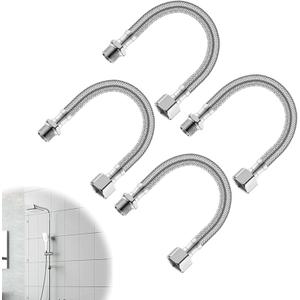 Faucet Supply Lines Extension, 12 Inch, Braided Nylon Extension Hose 3/8" Male to Female Faucet for Bathroom Kitchen - 4 Pack