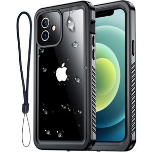 for iPhone 12 Case Waterproof, [IP68 Underwater][Dropproof][Dustproof][Real 360] [Non-Slip] Heavy Duty Tough Rugged Shockproof Protective Phone Case for iPhone 12 (6.1"), Black