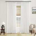 Off White Linen Curtains 102 Inches Long 2 Panels for Living Room Modern Thick Linen Flax Pinch Pleated Memory Trained Light Filtering Ceiling Semi Sheer Curtain with Hook Rings Ivory Beige White, 40"W x 102"L (Pack of 2)
