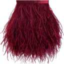 Soarer Burgundy Feather Trim - 2Yards 5-7inch Feathers Trim for DIY Sewing Clothing,Jewelry,Jewelry,Wedding,Home Party(Burgundy)