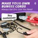 Bungee Cord Hook Kit - 5/16" x 66ft Rope, 20 Metal Hooks, 50 Hog Rings | Heavy Duty Elastic Shock Cord