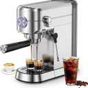 Kndko Espresso Machine, 20 Bar Espresso Coffee Machine with Milk Frother, Compact Stainless Steel Coffee Maker with 34oz Removable Water Tank for Cappuccino, Latte