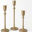 Antique Brass Candlestick Holders Set of 3, Cast Iron Taper Candle Holder for Dining Table Centerpiece, Wedding, Fireplace Mantel Decor, Vintage Tall Candle Stands, Christmas Decorations