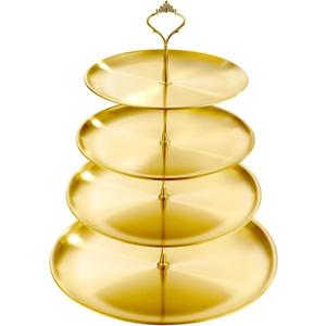 4 Tier Stainless Steel Cupcake Stand, Gold Metal Serving Tray Cake Holder Cake Display Stand for Holiday Dessert Table Decorations Birthday Party Wedding