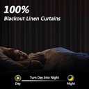 Cream Blackout Curtains 38 Inch Wide by 80 Inch for Living Room Bedroom Back Tab Thermal Insulated 100% Black Out Linen Drapes Room Darkening Window Curtains Ivory