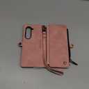 Defencase Wallet Case Compatible with Samsung Galaxy Z Fold 6 with RFID Blocking Card Holder & S Pen Holder PU Leather Magnetic Snap Flip Zipper Strap Phone Case Fit for Galaxy Z Fold 6, Rose Pink