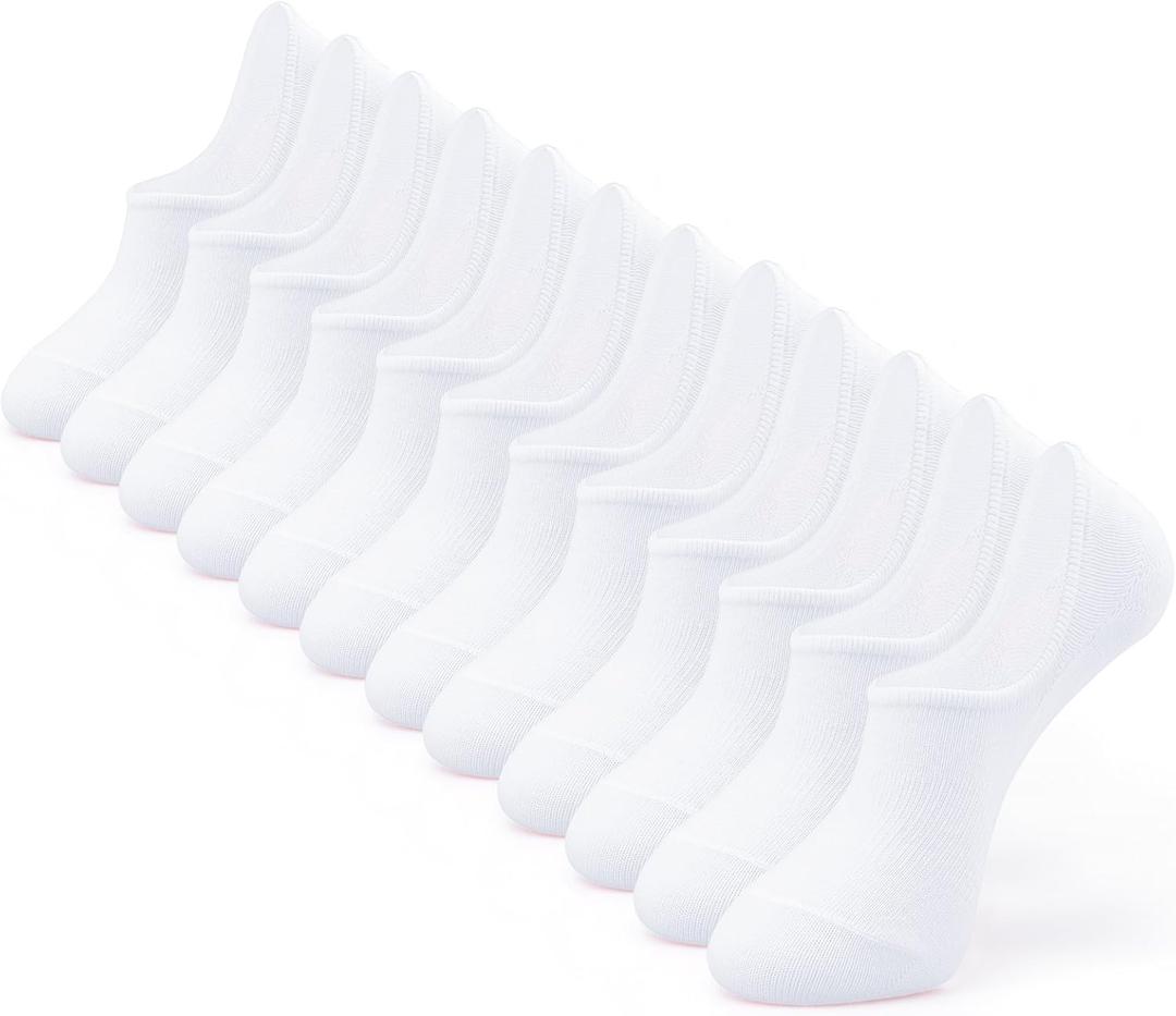 IDEGG No Show Socks Womens and Men Low Cut Ankle Short Anti-slid Athletic Running Novelty Casual Invisible Liner Socks (Small, C_6 Pairs(6 White))